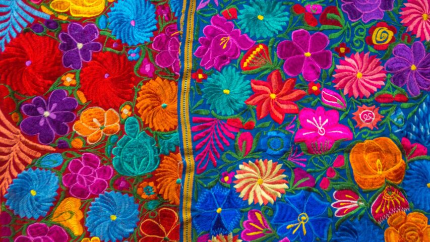 Mayan handmade textile and souvenir with a floral pattern.