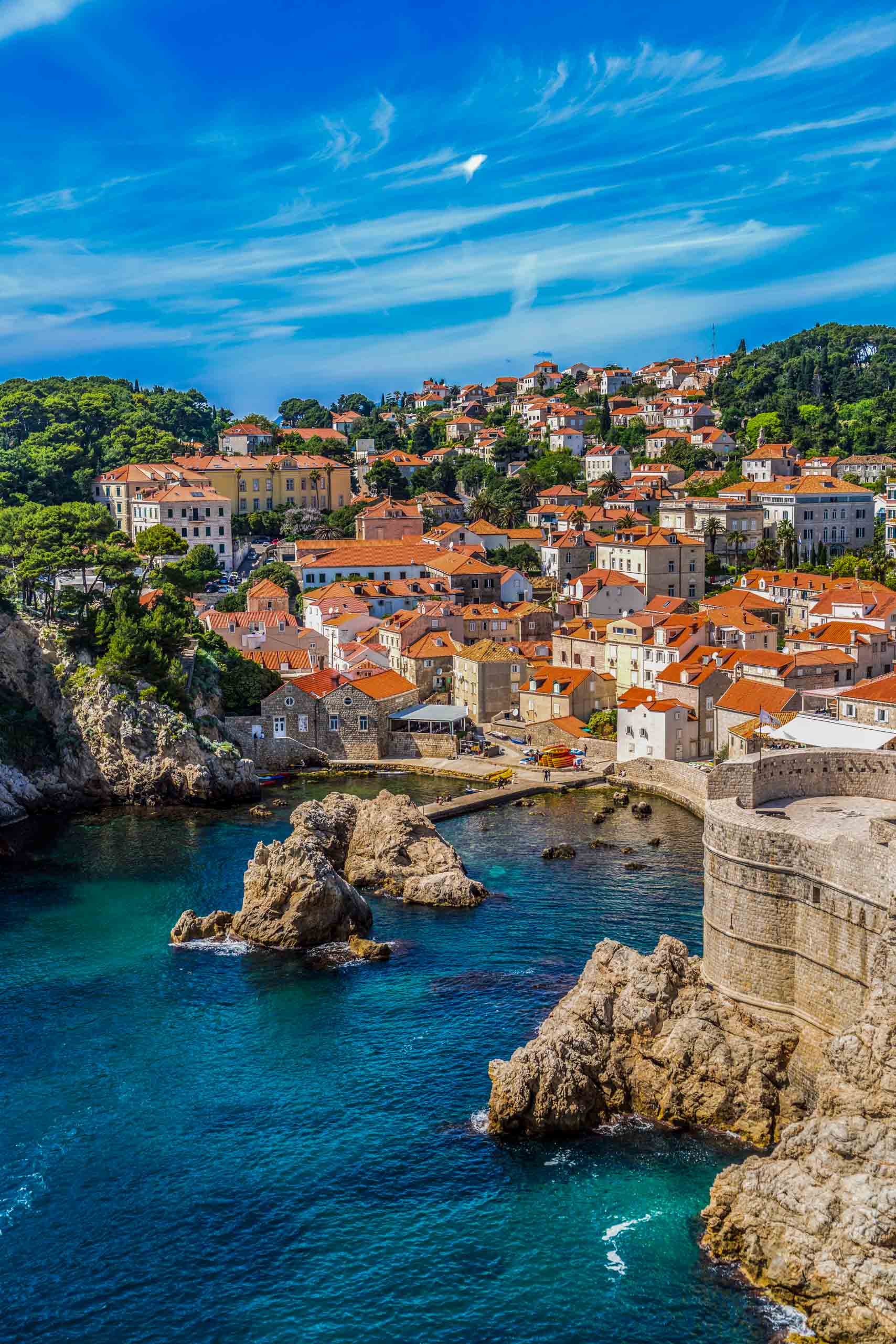 Dubrovnik city wall on the coast of Croatia.