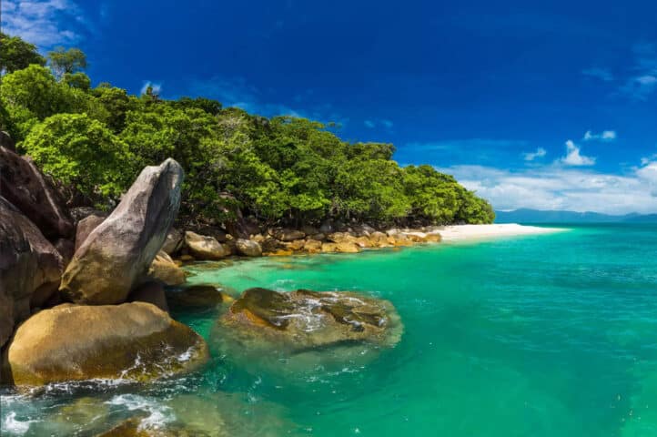 Rocks by a beach in Fiji.