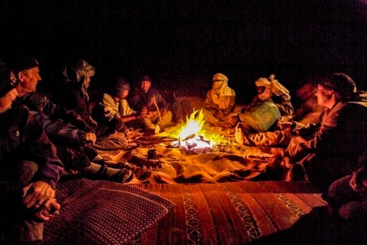 A campfire in Morocco.