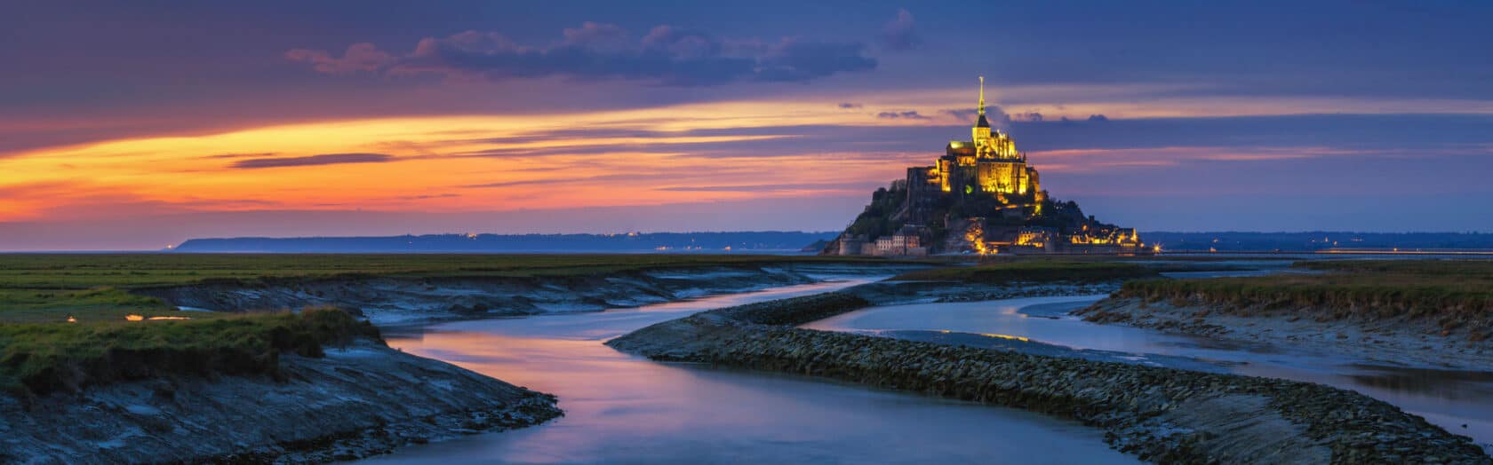 Mont Saint-Michel view in the sunset light.
